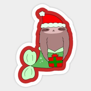 Christmas Mermaid Sloth Sticker